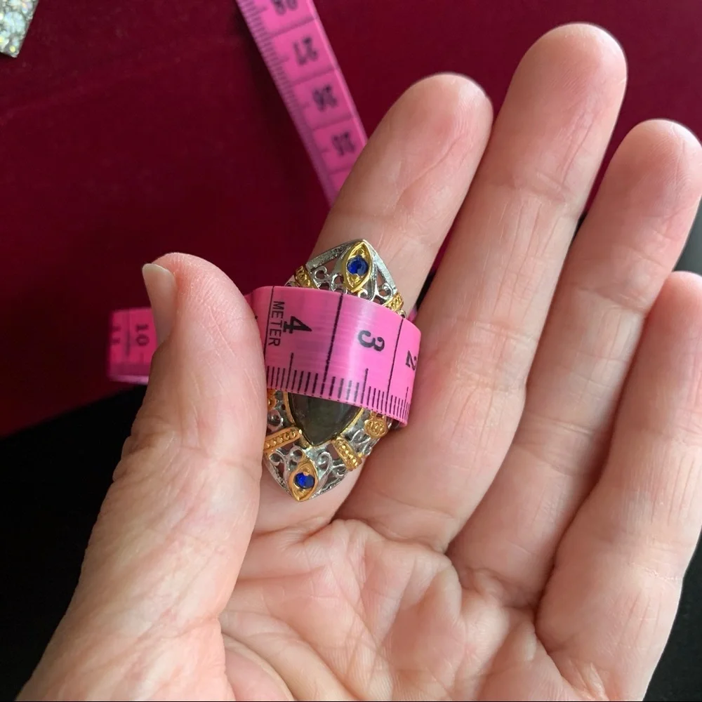 Rare Smokey Quartz Statement Ring Size 6.25/6.5 Stamped 316L SS Stainless Steel - Picture 13 of 17